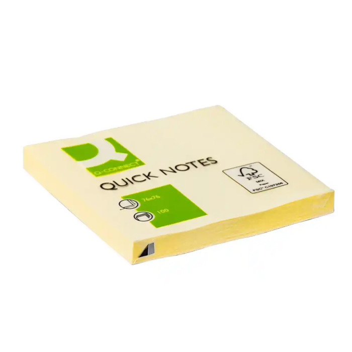 Q-connect Bloc de notas adhesivas quita y pon 76x76 mm con 100 hojas color amarillo 2