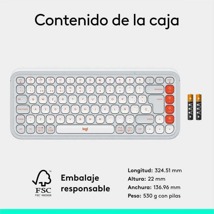 Logitech Teclado Pop Icon Keys Inalambrico, Personalizable, Doble Impresion Windows/Mac, Easy-Switch 2