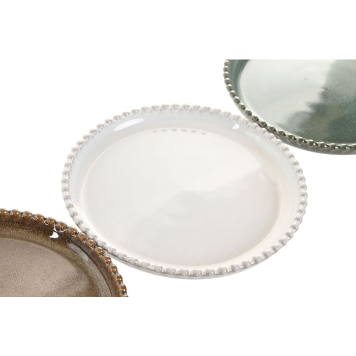 Plato Moderno DKD Home Decor Turquesa Beige 20 x 2.5 x 20 cm (12 Unidades) 1