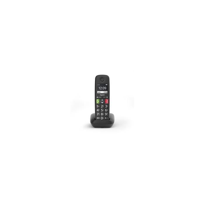 Gigaset E290 Teléfono DECT/analógico Inalámbrico con Altavoz, Identificador de Llamadas y Agenda de 150 Entradas - Negro