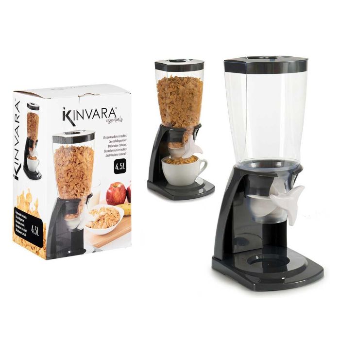 Dispensador de Cereales Kinvara 4.5L Gris 16x40x20 cm (6 Unidades) Dispensador de Cereales Kinvara 4.5L Gris 16x40x20 cm (6 Unidades)
