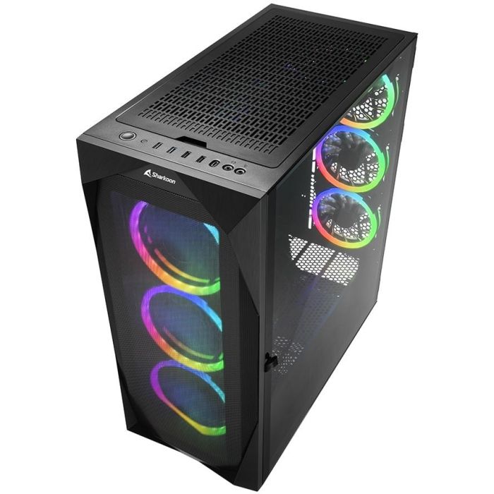 Sharkoon REV300 Torre Gaming E-ATX de Alto Rendimiento con 7 Ventiladores PWM, Panel Frontal Rejilla y Cristal Templado Negro 2 Sharkoon REV300 Torre Gaming E-ATX de Alto Rendimiento con 7 Ventiladores PWM, Panel Frontal Rejilla y Cristal Templado Negro 2