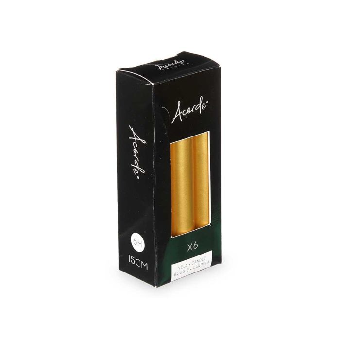Set 6 Cirios Oro 15 Cm 6 Horas Acorde (12 Unidades) 2 Set 6 Cirios Oro 15 Cm 6 Horas Acorde (12 Unidades) 2