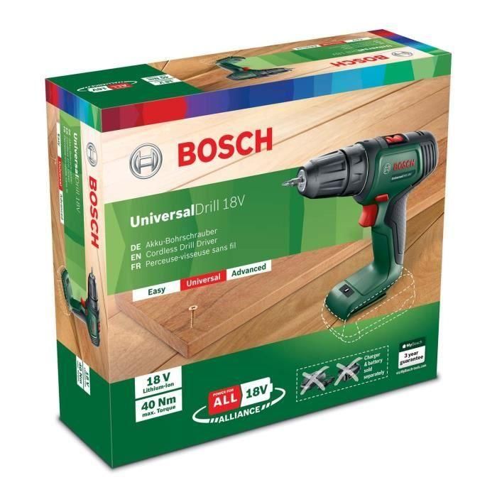 Bosch UniversalDrill 18 Taladro Atornillador Inalámbrico Compacto Solo Herramienta con 20 Posiciones de Par 1