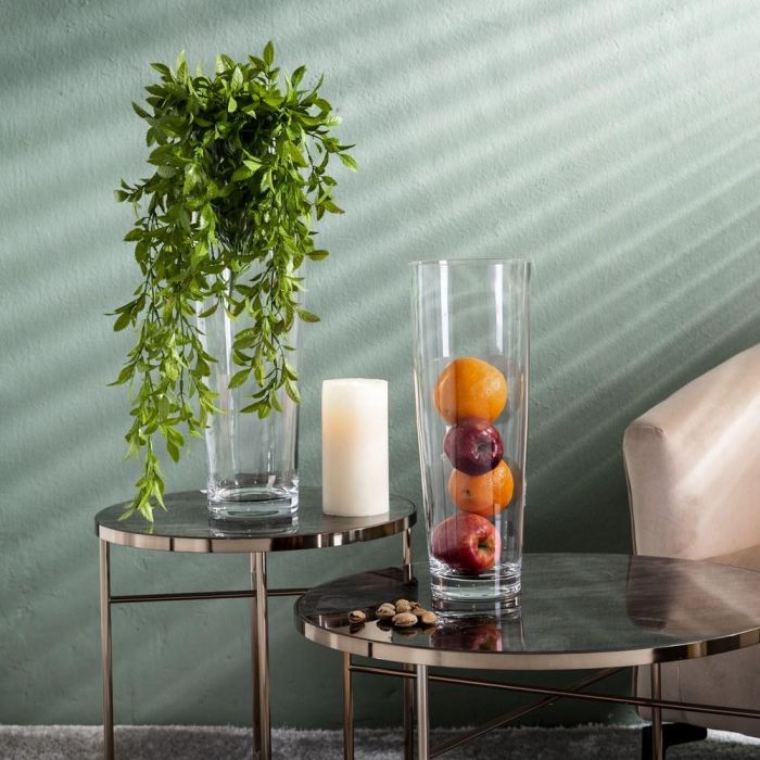 Jarrón Cónico Transparente Cristal 17 X 17 X 50 cm