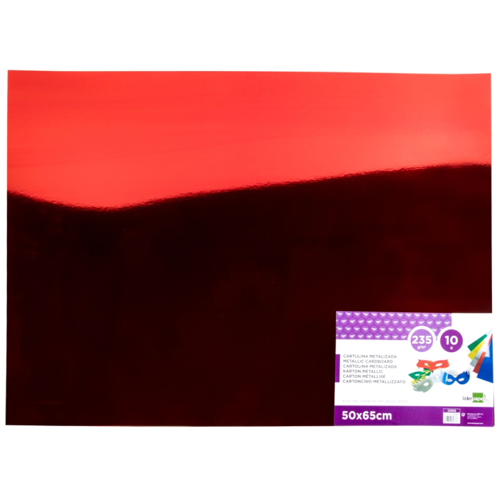 Liderpapel Cartulina 50x65 cm 235g/m2 Metalizada Rojo Manualidades Cartelería 2