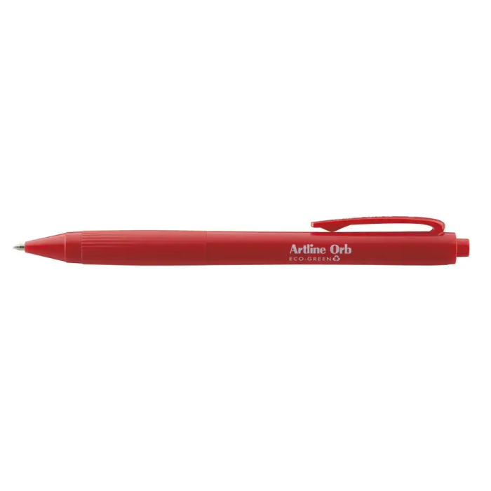 Artline ORB Eco Green - Bolígrafo Retráctil de Tinta Aceite, Punta 1.0 mm, Color Rojo