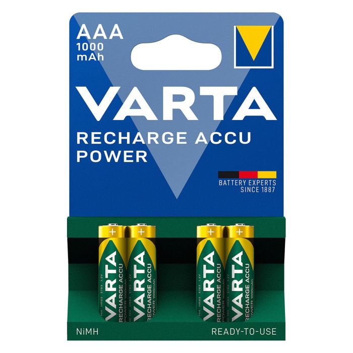Varta 5703301404 Pilas Recargables Ni-MH HR03 AAA 1000mAh 4 Unidades