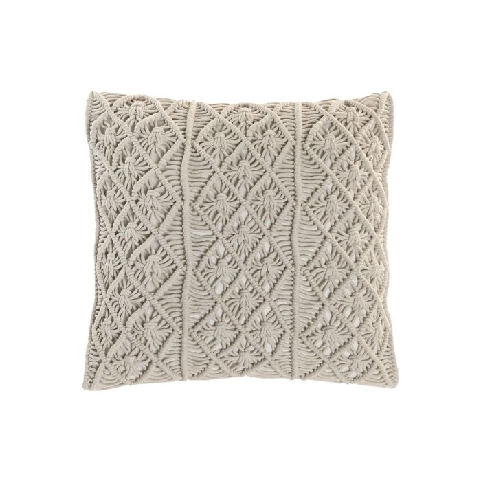 DKD Home Decor Cojin Boho Crudo Macrame Hecho a Mano Algodon 45 x 45 cm (2 Unidades)
