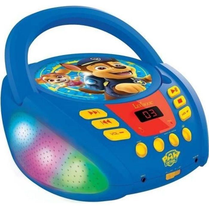 Lexibook Reproductor CD Bluetooth 5.0 Paw Patrol Portátil con Efectos Luz Multicolor, Función Karaoke para Niños