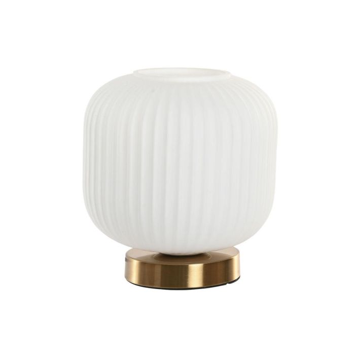 DKD Home Decor Lámpara de Sobremesa Moderna de Cristal y Metal Blanco y Dorado 20x20x21 cm 1 DKD Home Decor Lámpara de Sobremesa Moderna de Cristal y Metal Blanco y Dorado 20x20x21 cm 1