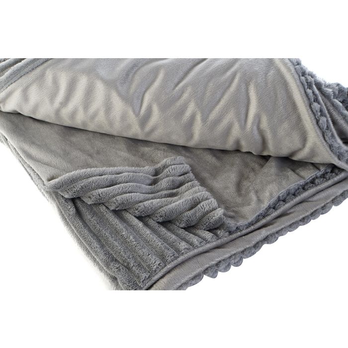 Manta Basicos DKD Home Decor Gris 200 x 2 x 150 cm 2