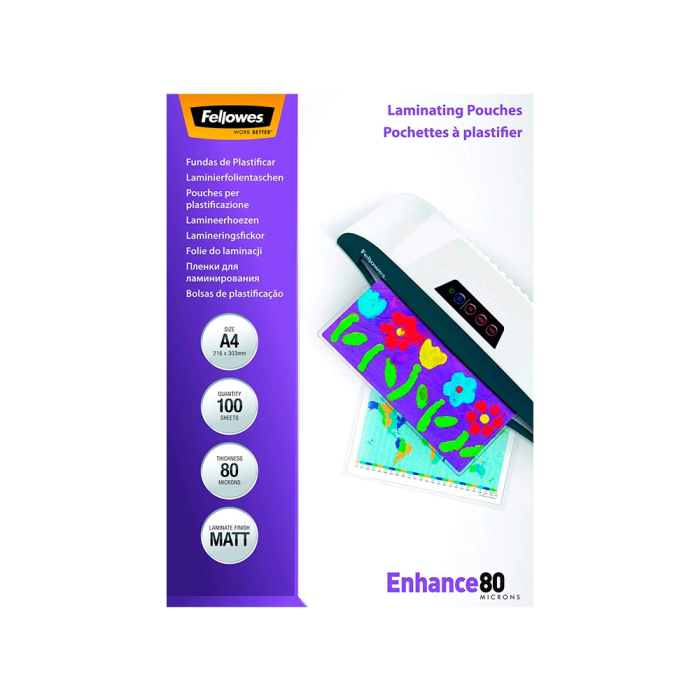 Fellowes Fundas De Plastificar 80 Micras A4 Mate Pack 100 Ud 1