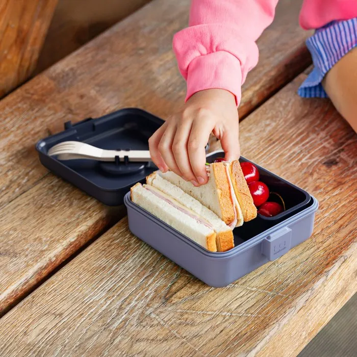 Monbento Snacky Infinity Azul - Caja de Sándwich Infantil Cubiertos Incluidos Libre de BPA - AABKX84008