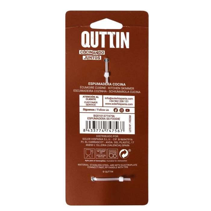 Quttin Espumadera SS Foodie - 34 cm de largo, 11.5 cm de ancho, 4.5 cm de alto (18 Unidades) 6