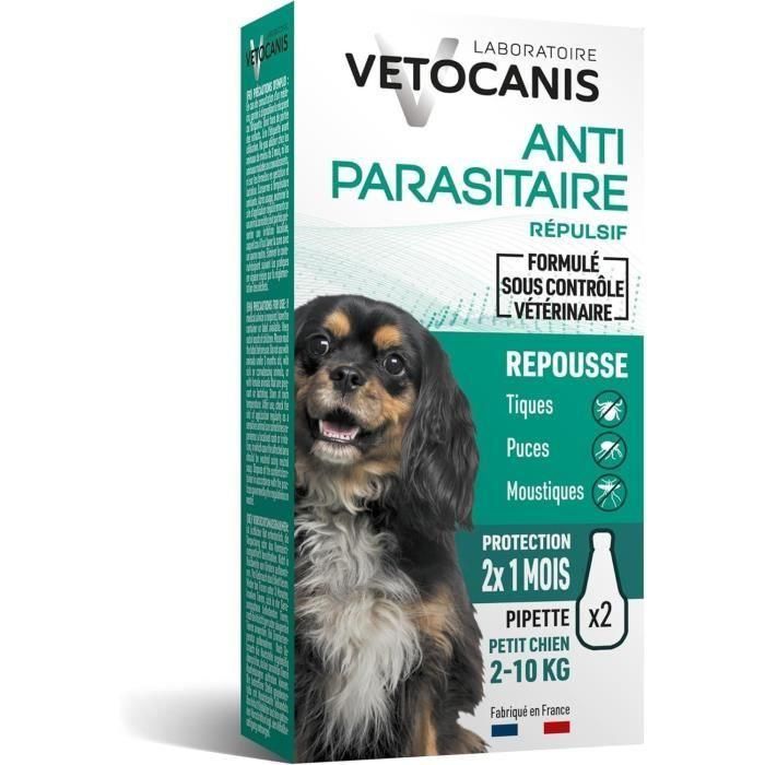 Vetocanis Pipetas Antipulgas y Garrapatas para Perros Pequeños 2-10 kg - Lote 2x 1 Mes Protección (2 Meses Total)