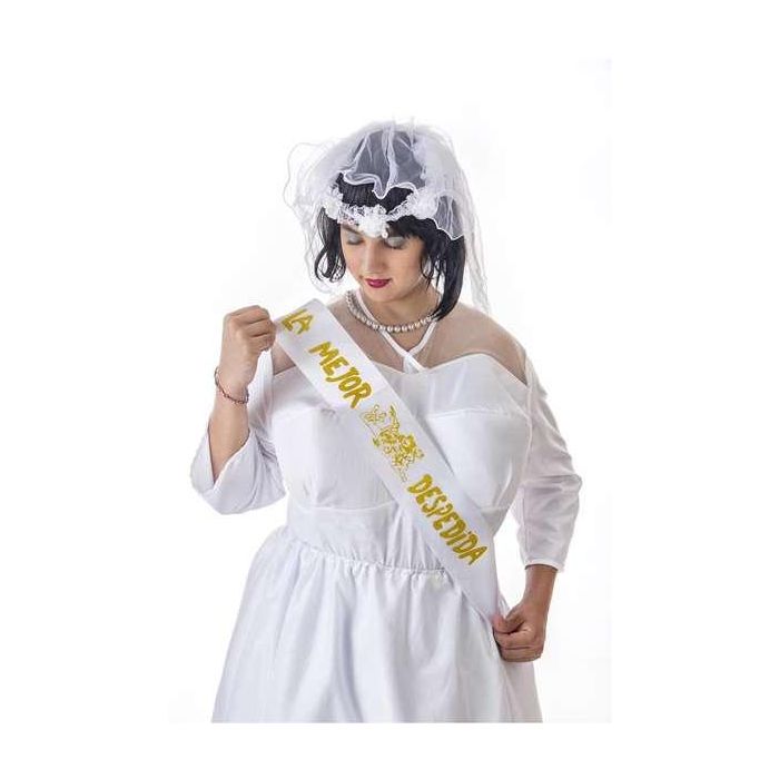 Creaciones Llopis Disfraz Novia Sexy Talla M Blanco Camisa Falda Velo y Medias 2