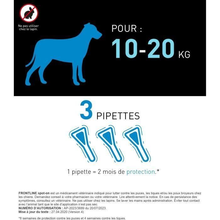 FRONTLINE 3 SPOT ON Pipetas Antiparasitarias para Perros - 10 a 20 kg - Pulgas, garrapatas, piojos 2 FRONTLINE 3 SPOT ON Pipetas Antiparasitarias para Perros - 10 a 20 kg - Pulgas, garrapatas, piojos 2
