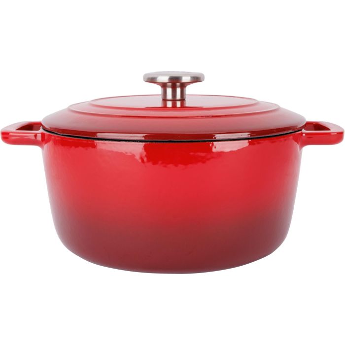 Fontestic COS5401110265146 Cacerola con Tapa de Hierro Fundido Esmaltado Ø24 cm 4,6 L Roja - Apta Inducción