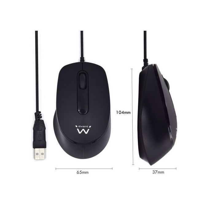 Ewent Ratón Óptico USB EW3159, Clic Silencioso, 1000 DPI, para Diestros y Zurdos 3 Ewent Ratón Óptico USB EW3159, Clic Silencioso, 1000 DPI, para Diestros y Zurdos 3