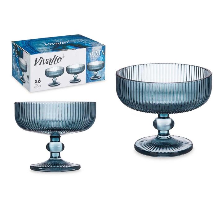 Copa Helado Azul Oscuro Rayas 310 ml Vivalto - Cristal, 12x10x12 cm (24 Unidades) Copa Helado Azul Oscuro Rayas 310 ml Vivalto - Cristal, 12x10x12 cm (24 Unidades)