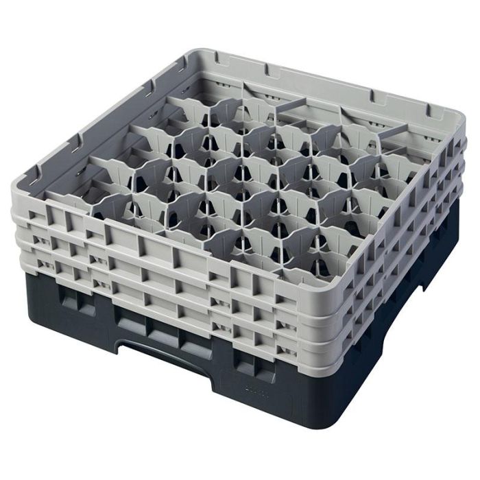 CAMBRO - 20S638-110 - Cesta de lavado 20 comp. 3 alturas - 9,84 cm Ø máx. - alt. máx. 17,6 cm - 50 x 50 x 22,5 cm - Negro