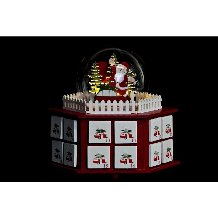DKD Home Decor Calendario Adviento Navidad Fantasia Verde Rojo 19 x 20 x 22 cm (2 Unidades) LED Madera Acrílico 1