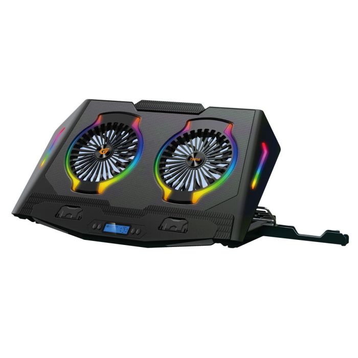 Conceptronic THYIA02B Soporte Base Refrigeración Portátiles Gaming 17" RGB 2 Ventiladores Silenciosos Pantalla LCD 4 Niveles USB Negro 12