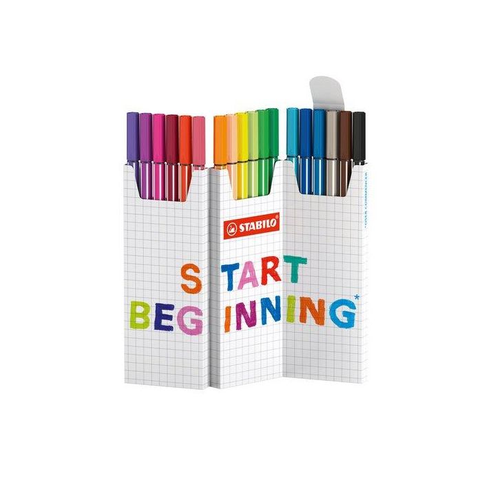 Stabilo Rotulador acuarelable Pen 68, punta de fibra 1mm, estuche Zig Zag 18 unidades colores surtidos