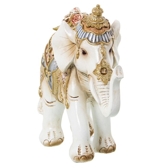 Figura Decorativa Alexandra House Living Blanco Dorado Plástico Elefante 12 x 21 x 27 cm 2