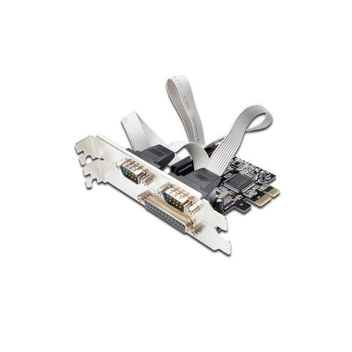 Ewent Tarjeta Combo Serie y Paralelo EW1158 - 2 Puertos Serie y 1 Paralelo, Compatible con Módem, Impresora, Escáner
