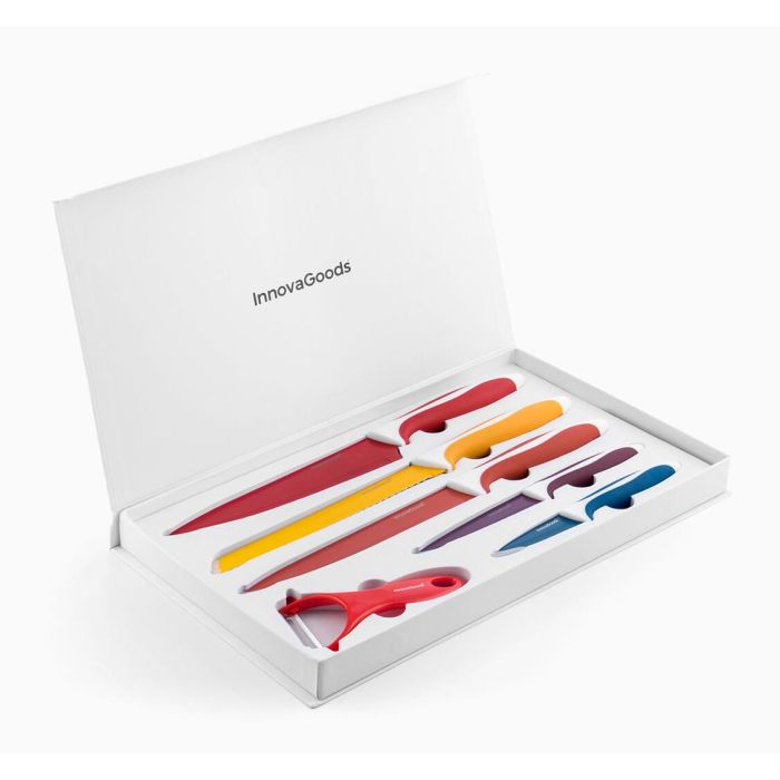 Juego de Cuchillos Cerámicos y Pelador Knoolvs InnovaGoods 6 Piezas 8 Juego de Cuchillos Cerámicos y Pelador Knoolvs InnovaGoods 6 Piezas 8