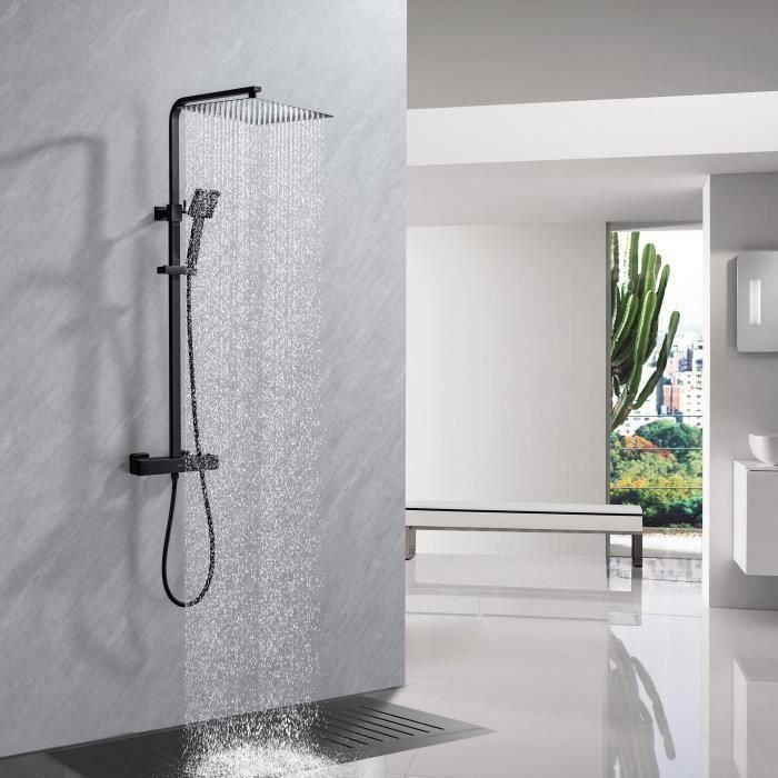 Oceanic Columna de Ducha Termostática Mezclador 38°C Rociador Cuadrado Extraplano 30x30 cm Negro Mate Acero Inox Regulable 4 Oceanic Columna de Ducha Termostática Mezclador 38°C Rociador Cuadrado Extraplano 30x30 cm Negro Mate Acero Inox Regulable 4