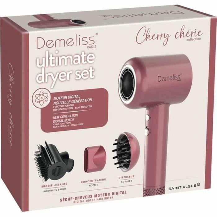 Demeliss Secador de Pelo DEM3666085213765 Ultimate Dryer Set 1600 W Difusor Magnético Cherry Chérie 1