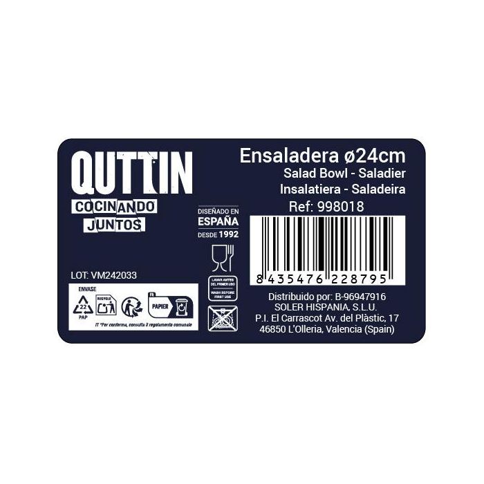 Quttin Ensaladera Aperitivo Acero Inoxidable Mate 24 cm 5