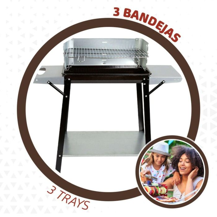 Barbacoa de Carbón con Ruedas Aktive Metal esmaltado 90 x 85 x 32 cm Negro 2 Barbacoa de Carbón con Ruedas Aktive Metal esmaltado 90 x 85 x 32 cm Negro 2