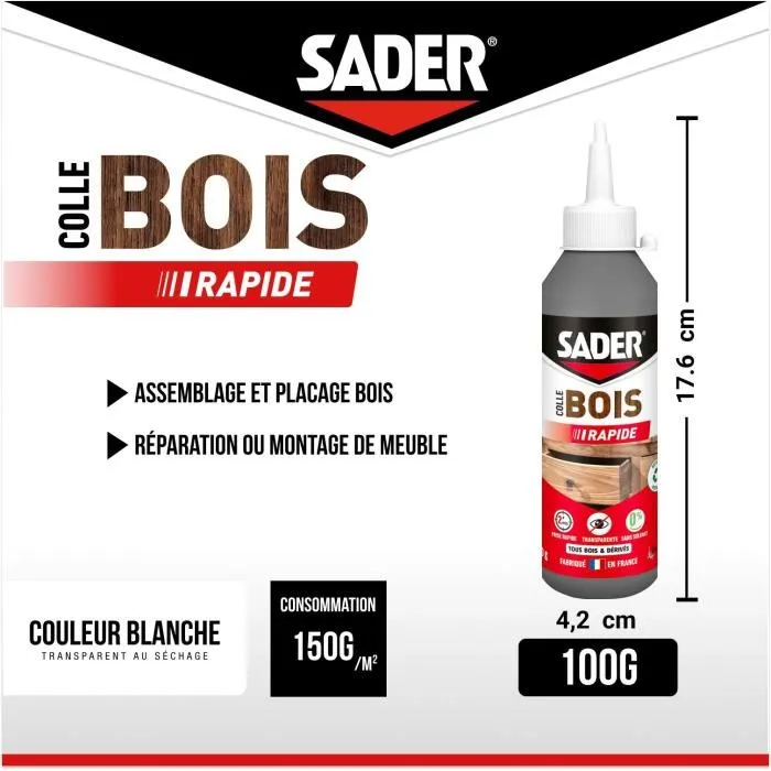 Sader Pegamento Rápido para Madera - Botella 100 g 1