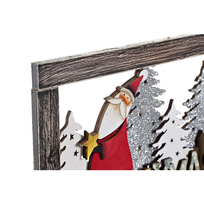 DKD Home Decor Decoración Pared Navidad Tradicional Cuadro Papa Noel Regalos Madera Cuerda Blanco Rojo 36x20x1.5 cm (2 Unidades) 1