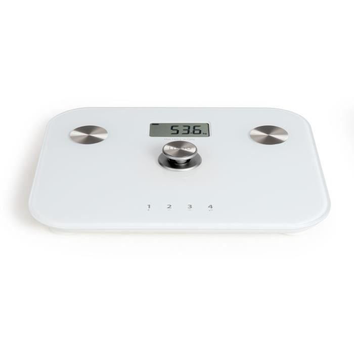 Báscula de impedancia de dinamo - LIVOO - DOM465W - Sin batería - 6 indicadores - Máx. 150 kg - 4 perfiles - LCD - Blanco 1