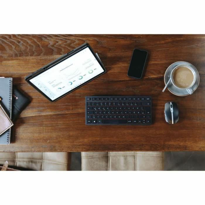 Cherry KW 9200 MINI Teclado Compacto Inalambrico 2.4GHz, Bluetooth 5.0 y con Cable Recargable Negro