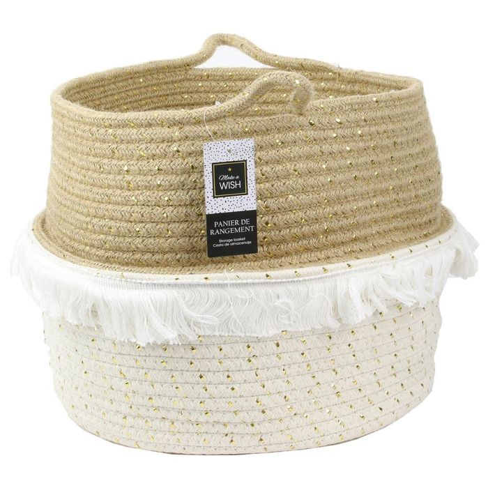 Home Deco Factory Juego de 3 Cestas Thai con Flecos Decoración Hogar Mirage 1