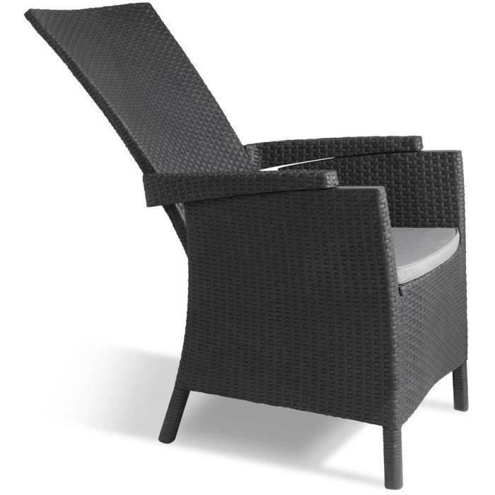 VERMONT Sillón multiposición en resina tejida de ratán - Gris 4 VERMONT Sillón multiposición en resina tejida de ratán - Gris 4