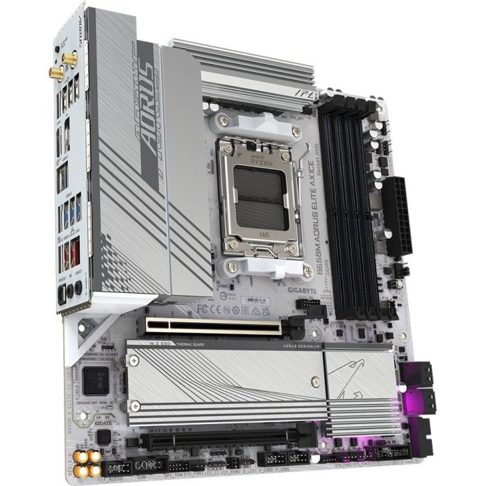 GIGABYTE B650M AORUS ELITE AX ICE Placa Base AMD B650 Socket AM5 micro ATX con Wi-Fi 6E, VRM 12+2+2 fases, M.2 PCIe 5.0, DDR5 8000MHz 2