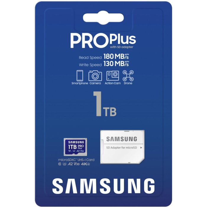 Samsung MB-MD1T0SA/EU Tarjeta de Memoria PRO Plus 1TB microSDXC UHS-I U3 V30 A2 180MB/s 6