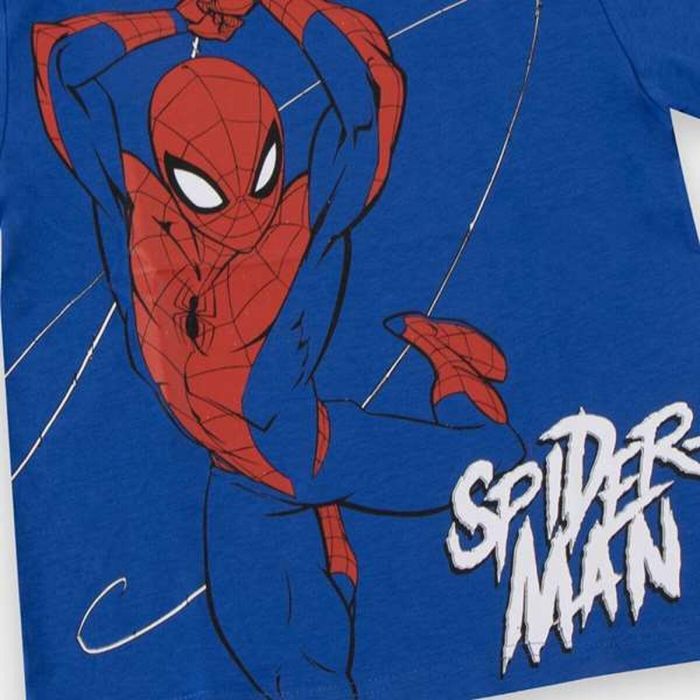 Camiseta de Manga Corta Infantil Spider-Man Azul 45 1