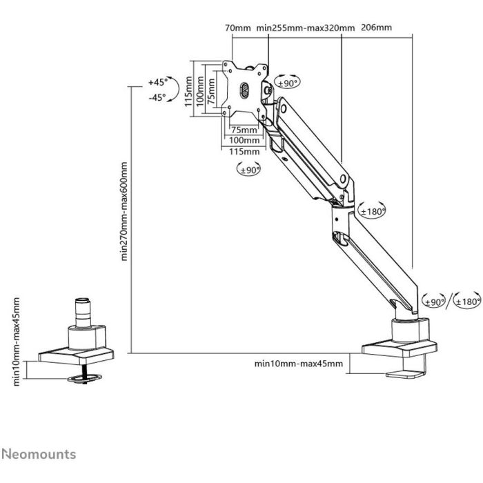 Neomounts NM-D775BLACKPLUS Brazo de Monitor para Pantallas hasta 49" y 18KG, Negro 6 Neomounts NM-D775BLACKPLUS Brazo de Monitor para Pantallas hasta 49" y 18KG, Negro 6