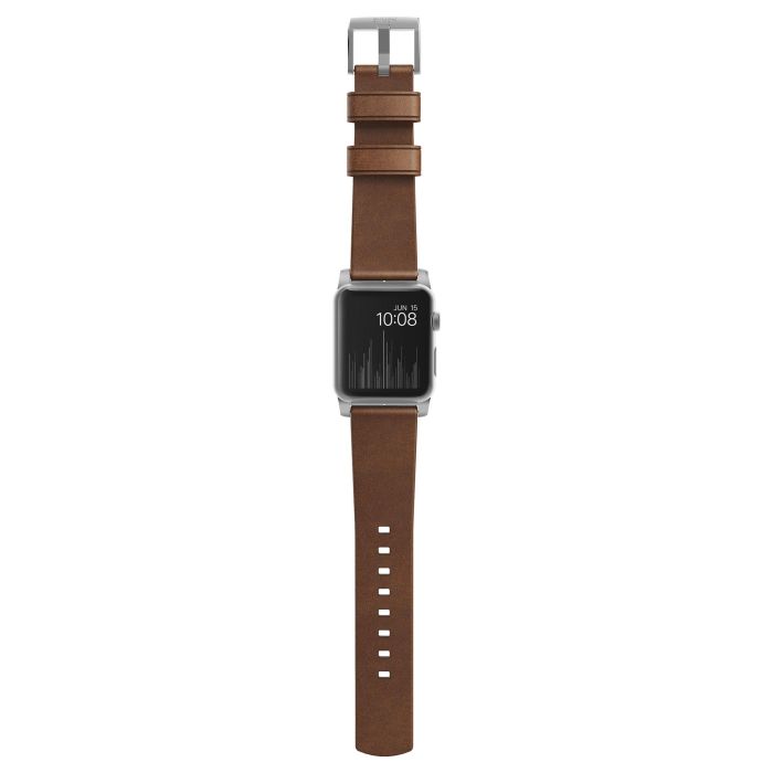 Nomad NM1A4RSM00 Correa Moderna de Cuero Marrón con Hebilla Plateada de Acero Inoxidable para Apple Watch (Series Sport/Edition/Estándar, 46/49mm) 3