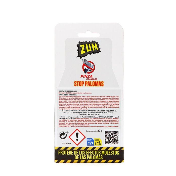 Zum Pinza con gránulos stop palomas 20 g 1 Zum Pinza con gránulos stop palomas 20 g 1