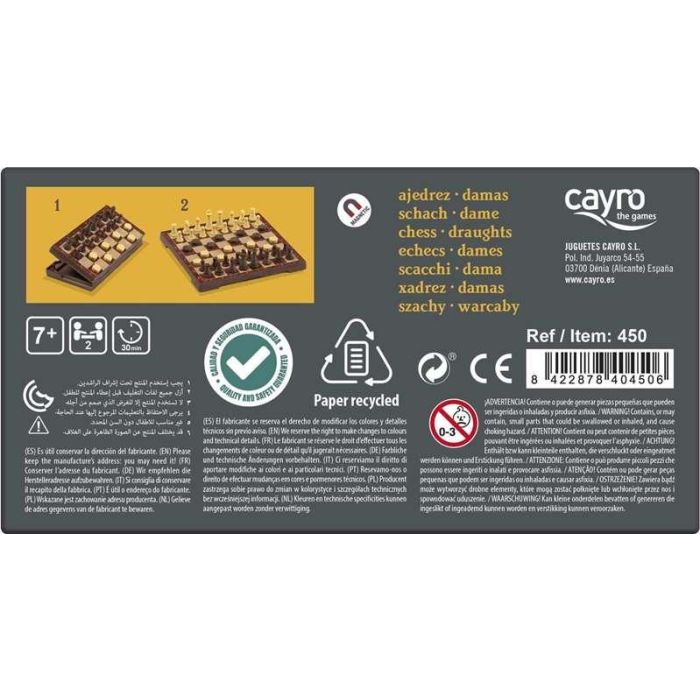 Cayro Juego Ajedrez y Damas Magnético 16x16 cm 4