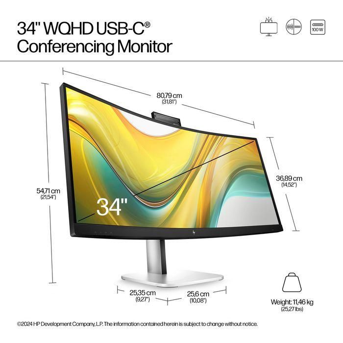HP 534pm Monitor de Conferencias USB-C WQHD de 34 pulgadas Series 5 Pro con IA para Reuniones sin Distracciones y Pantalla Ultra Ancha 4